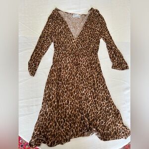 Urban Outfitters Brown Cheetah/leopard Long Sleeve Dress